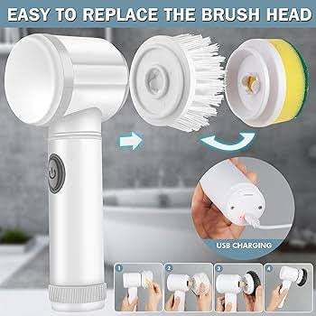 5 in 1 Electric Cleaning Brush | USB Rechargeable Multi-Purpose Scrubber