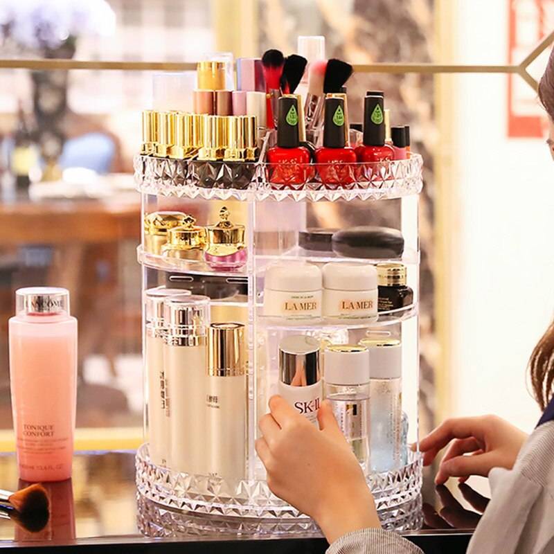 360 rotating cosmetic organizer