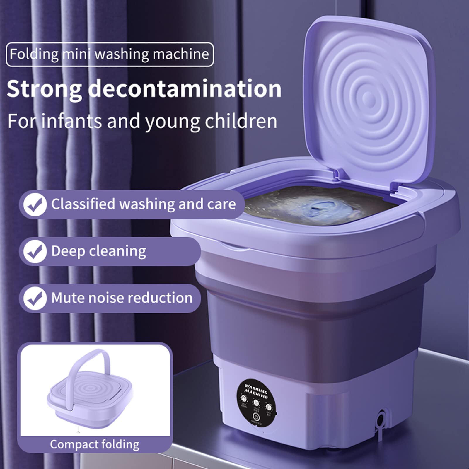 Foldable mini washing machine 8L