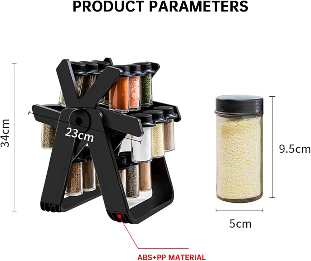 Ferris Wheel Rotating Spice Rack Organizer (Black)