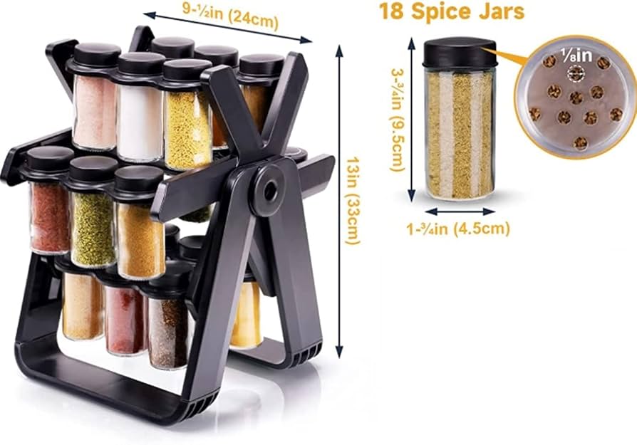 Ferris Wheel Rotating Spice Rack Organizer (Black)