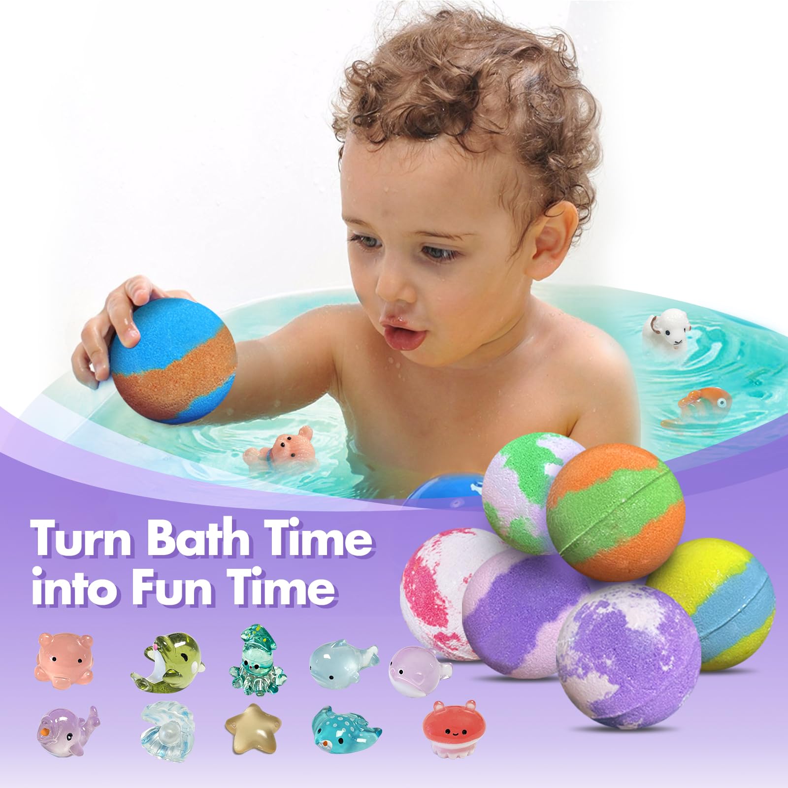 12PCS Kids Bath Bomb Gift Set – Colorful Fizzy Bath Toy Gift Box