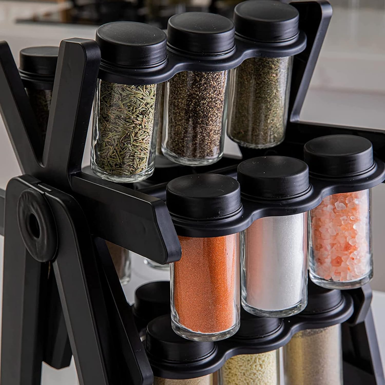 Ferris Wheel Rotating Spice Rack Organizer (Black)